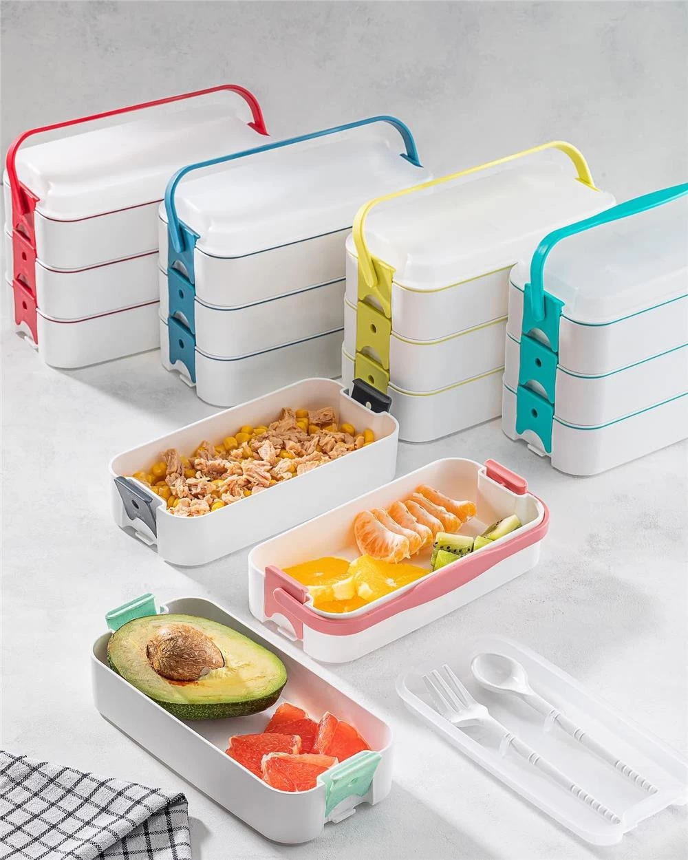 طقم علب تخزين طعام من فولى لايف، 3 قطع، BNM-4030 - ابيض